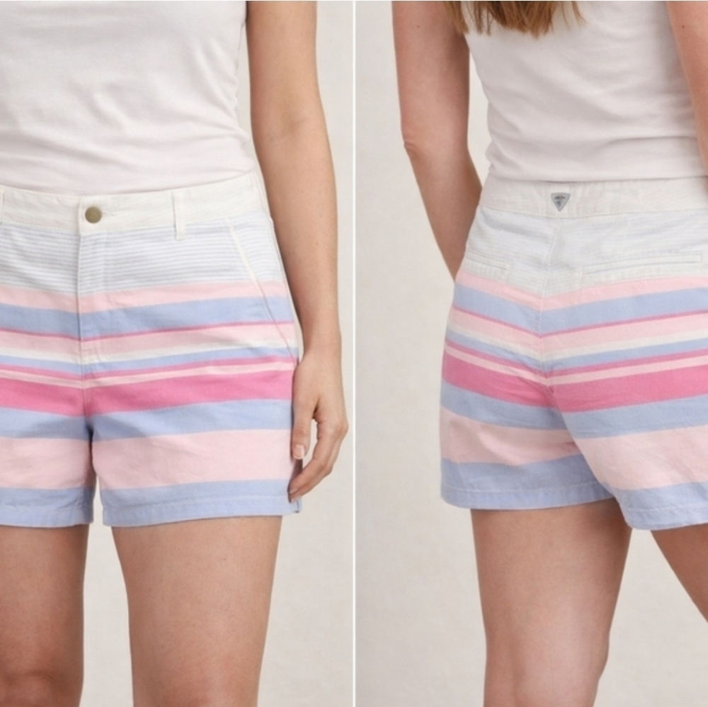 Columbia PFG Solar Fade Women's Shorts Pink, Blue, & White Stripes Cotton Size12
